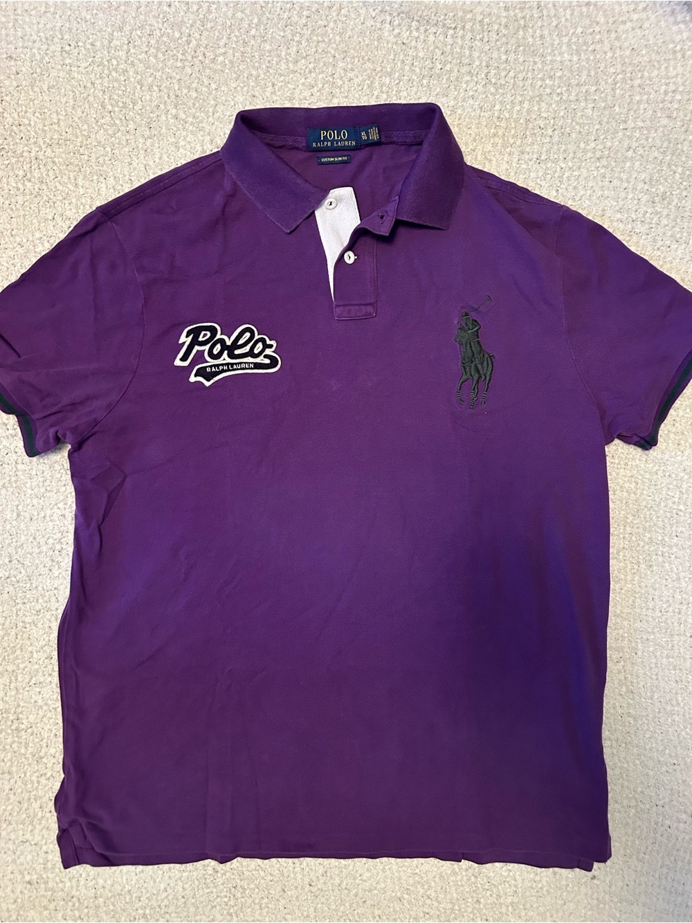 XL Polo Ralph Lauren Custom Slim Fit Big Pony Polo patch Shirt Purple